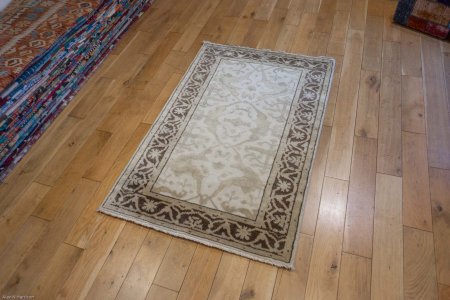Hand-Knotted Oushak Rug From India