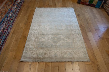 Hand-Knotted Oushak Rug From India