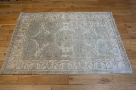 Hand-Knotted Oushak Rug From India