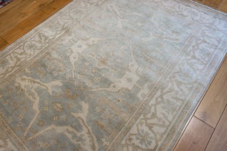 Hand-Knotted Oushak Rug From India