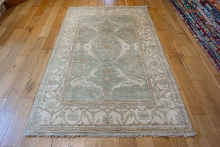 Hand-Knotted Oushak Rug From India