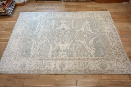 Hand-Knotted Oushak Rug From India