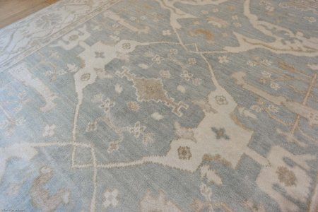 Hand-Knotted Oushak Rug From India