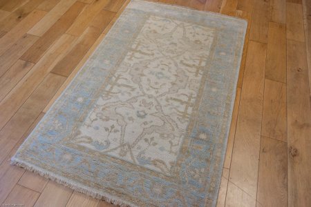 Hand-Knotted Oushak Rug From India