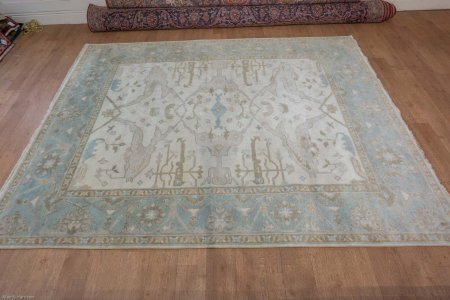 Hand-Knotted Oushak Rug From India