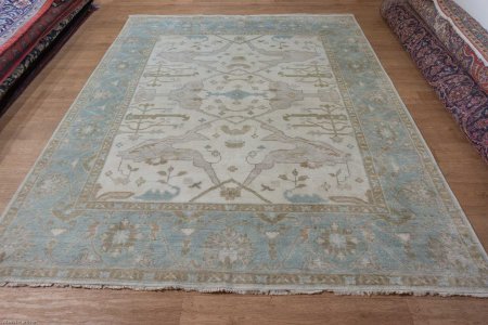Hand-Knotted Oushak Rug From India