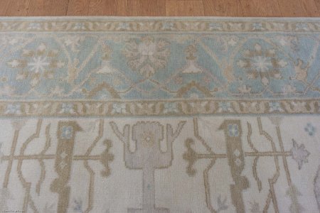 Hand-Knotted Oushak Rug From India