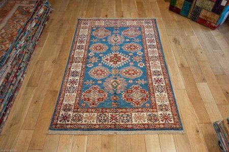 Hand-Knotted Kazak Rug From Afghanistan