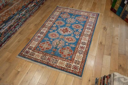 Hand-Knotted Kazak Rug From Afghanistan