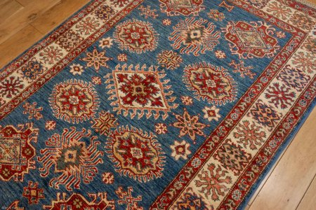 Hand-Knotted Kazak Rug From Afghanistan