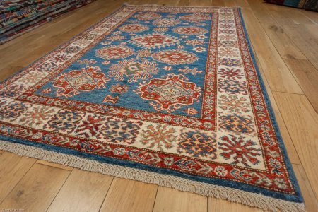 Hand-Knotted Kazak Rug From Afghanistan