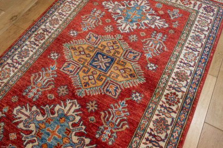 Hand-Knotted Kazak Rug From Afghanistan