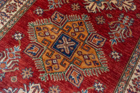 Hand-Knotted Kazak Rug From Afghanistan