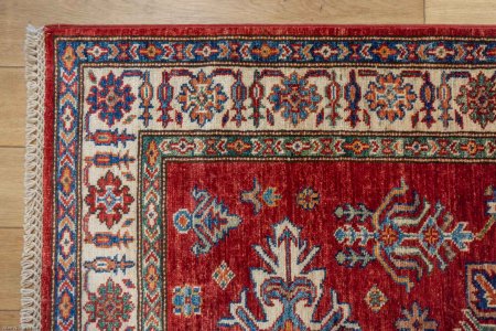 Hand-Knotted Kazak Rug From Afghanistan