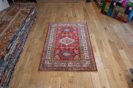 Hand-Knotted Kazak Rug From Afghanistan