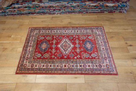 Hand-Knotted Kazak Rug From Afghanistan