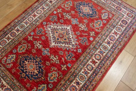 Hand-Knotted Kazak Rug From Afghanistan
