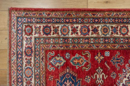 Hand-Knotted Kazak Rug From Afghanistan