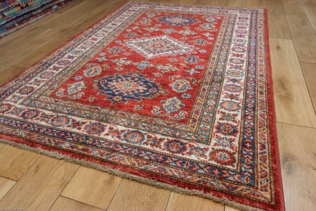 Hand-Knotted Kazak Rug From Afghanistan