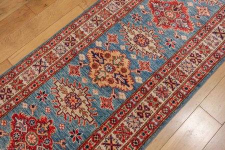 Hand-Knotted Kazak Runner From Afghanistan