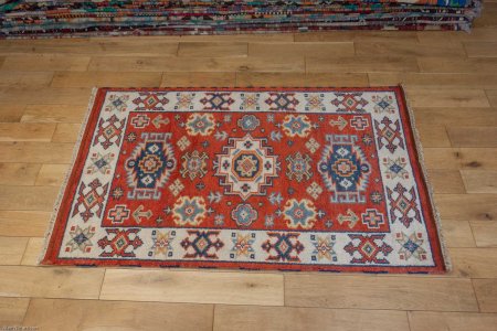 Hand-Knotted Indo Kazak Rug From India