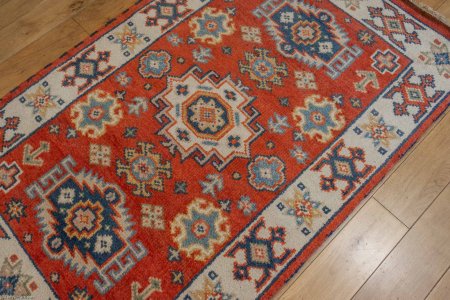 Hand-Knotted Indo Kazak Rug From India