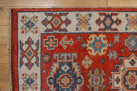 Hand-Knotted Indo Kazak Rug From India