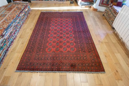 Hand-Knotted Aqcha Rug From Afghanistan