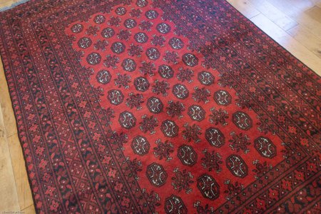Hand-Knotted Aqcha Rug From Afghanistan