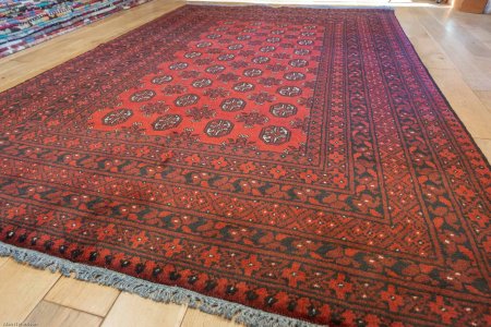 Hand-Knotted Aqcha Rug From Afghanistan