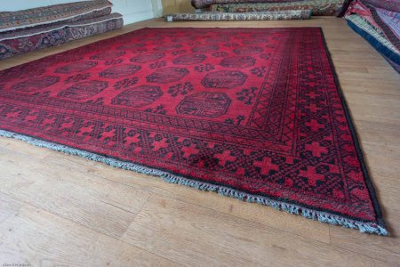 Hand-Knotted Aqcha Rug From Afghanistan