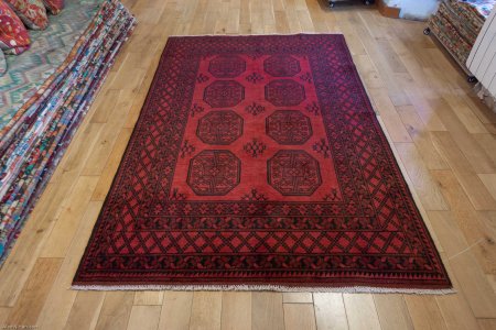 Hand-Knotted Aqcha Rug From Afghanistan