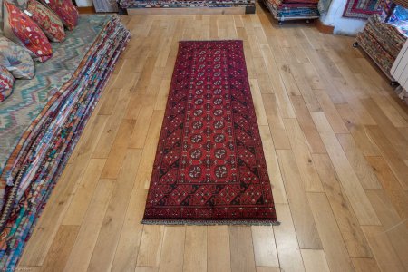 Hand-Knotted Aqcha Runner From Afghanistan