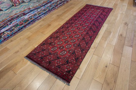 Hand-Knotted Aqcha Runner From Afghanistan