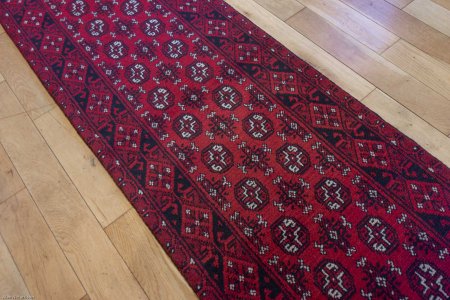 Hand-Knotted Aqcha Runner From Afghanistan