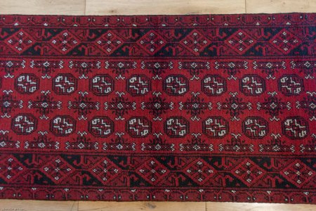 Hand-Knotted Aqcha Runner From Afghanistan