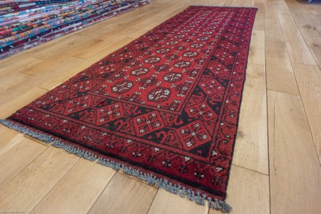 Hand-Knotted Aqcha Runner From Afghanistan