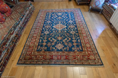 Hand-Knotted Kazak Rug From Afghanistan