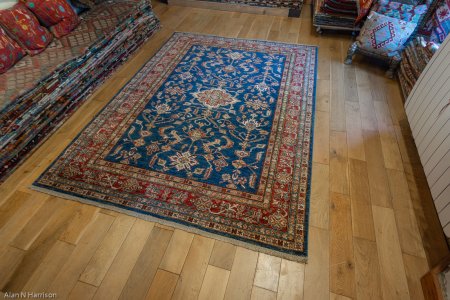 Hand-Knotted Kazak Rug From Afghanistan