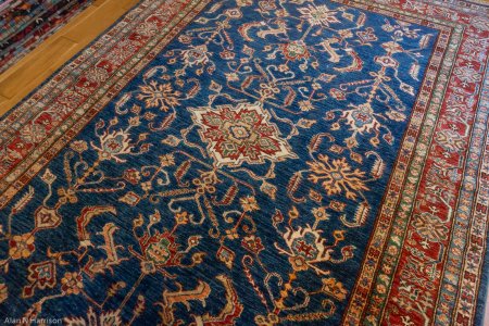 Hand-Knotted Kazak Rug From Afghanistan