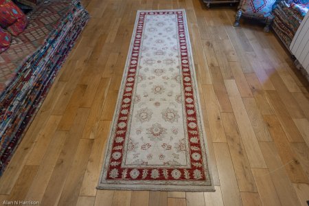 Hand-Knotted Ziegler Runner From Afghanistan