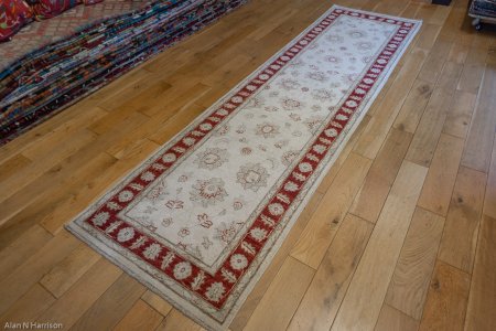 Hand-Knotted Ziegler Runner From Afghanistan