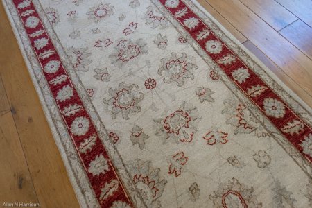 Hand-Knotted Ziegler Runner From Afghanistan