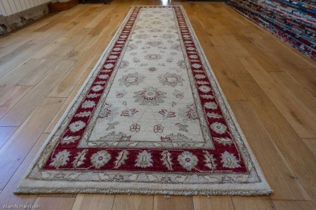 Hand-Knotted Ziegler Runner From Afghanistan