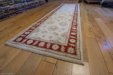 Hand-Knotted Ziegler Runner From Afghanistan