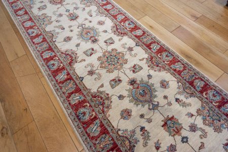 Hand-Knotted Ziegler Runner From Afghanistan