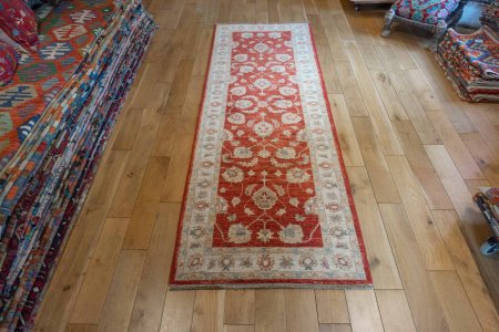 Hand-Knotted Ziegler Runner From Afghanistan