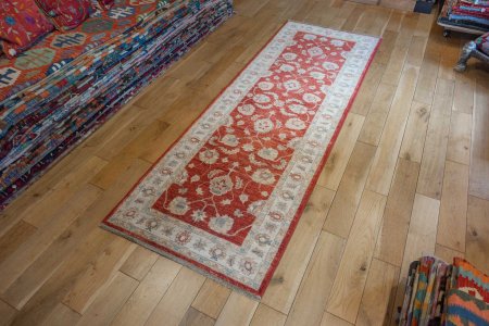 Hand-Knotted Ziegler Runner From Afghanistan