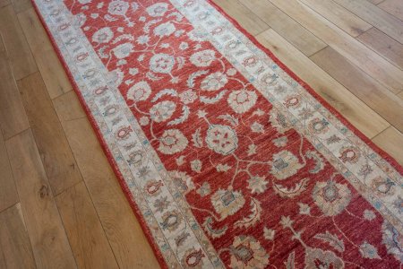 Hand-Knotted Ziegler Runner From Afghanistan