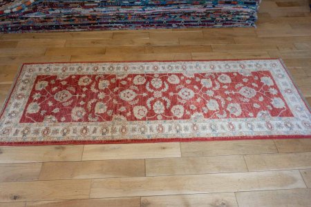 Hand-Knotted Ziegler Runner From Afghanistan